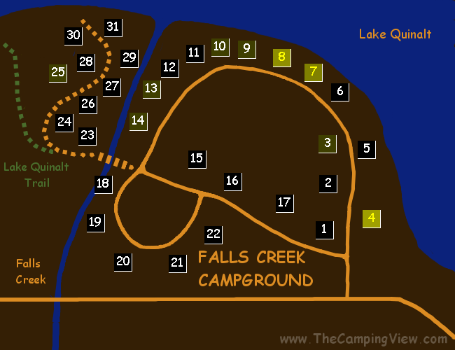 FALLS CREEK CAMPGROUND ; Falls Creek ; Falls Creek Campground@47.46957381911518,-123.84624436497688